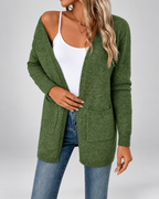 Women's Longline Open Front Cardigan with Patch Pockets