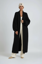Women's Longline Open Front Knit Cardigan with Drop Shoulders