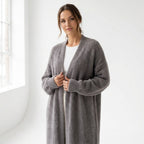 Women's Longline Open Front Knit Cardigan with Drop Shoulders