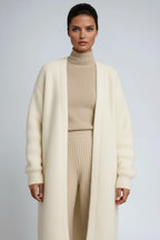 Women's Longline Open Front Knit Cardigan with Drop Shoulders