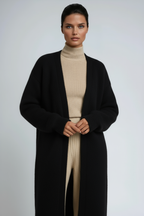 Women's Longline Open Front Knit Cardigan with Drop Shoulders