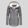 Women's Hooded Coat with Fleece Lining and Zip Front
