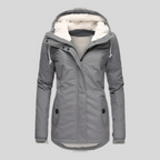 Women's Hooded Coat with Fleece Lining and Zip Front