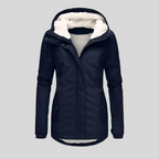 Women's Hooded Coat with Fleece Lining and Zip Front