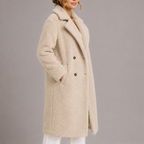 Women's Soft Longline Teddy Coat with Double Breasted Front