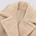 Women's Soft Longline Teddy Coat with Double Breasted Front