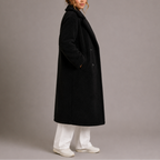 Women's Soft Longline Teddy Coat with Double Breasted Front