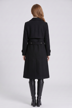 Women's Longline Trench Coat with Double Breasted Front