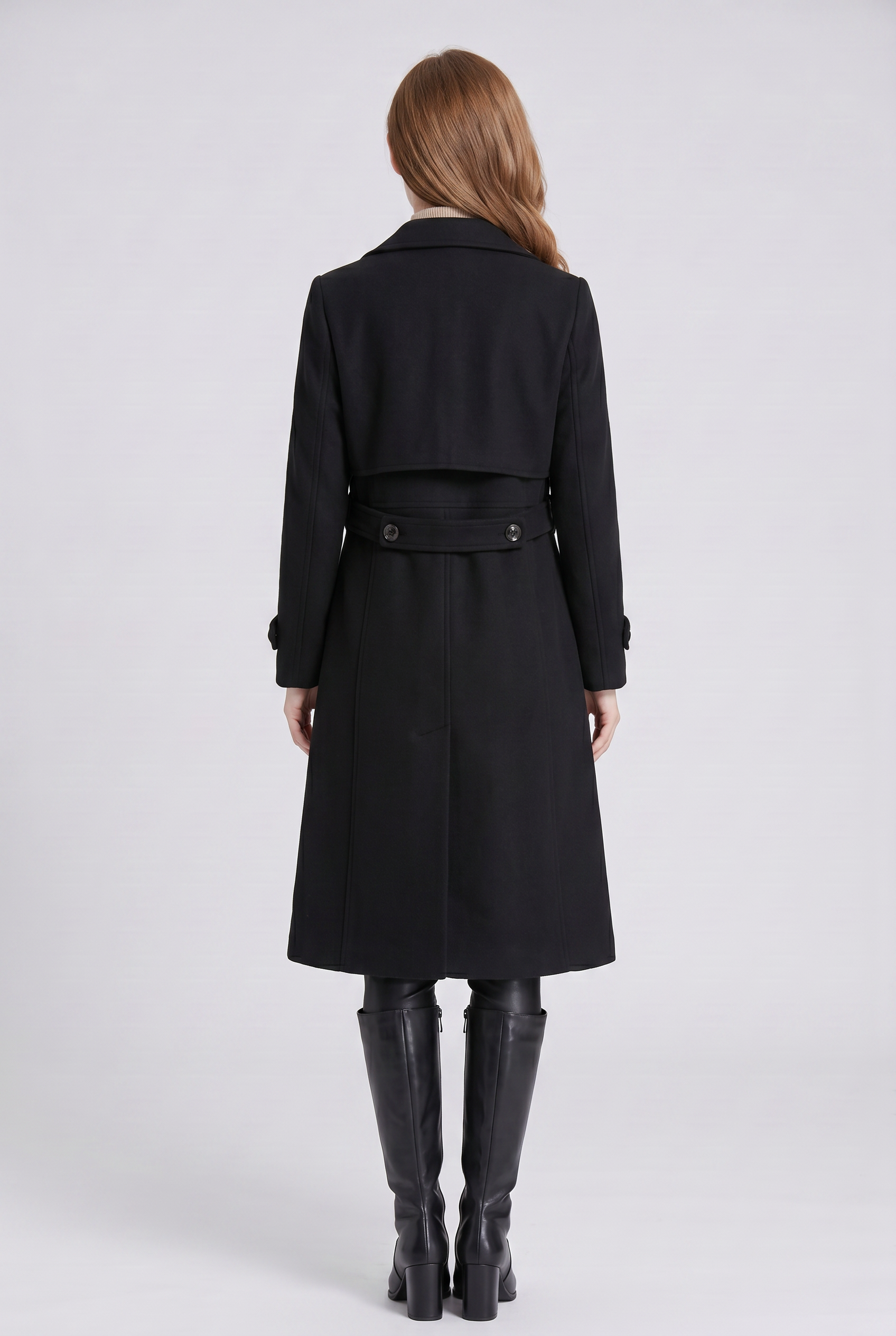 Women's Longline Trench Coat with Double Breasted Front