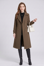 Women's Longline Trench Coat with Double Breasted Front