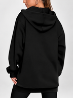 Women's Longline Zip Up Hoodie in Black – Studio Photo 2