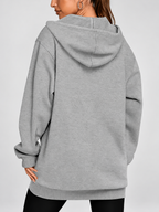 Women's Longline Zip Up Hoodie in Grey – Studio Photo 2