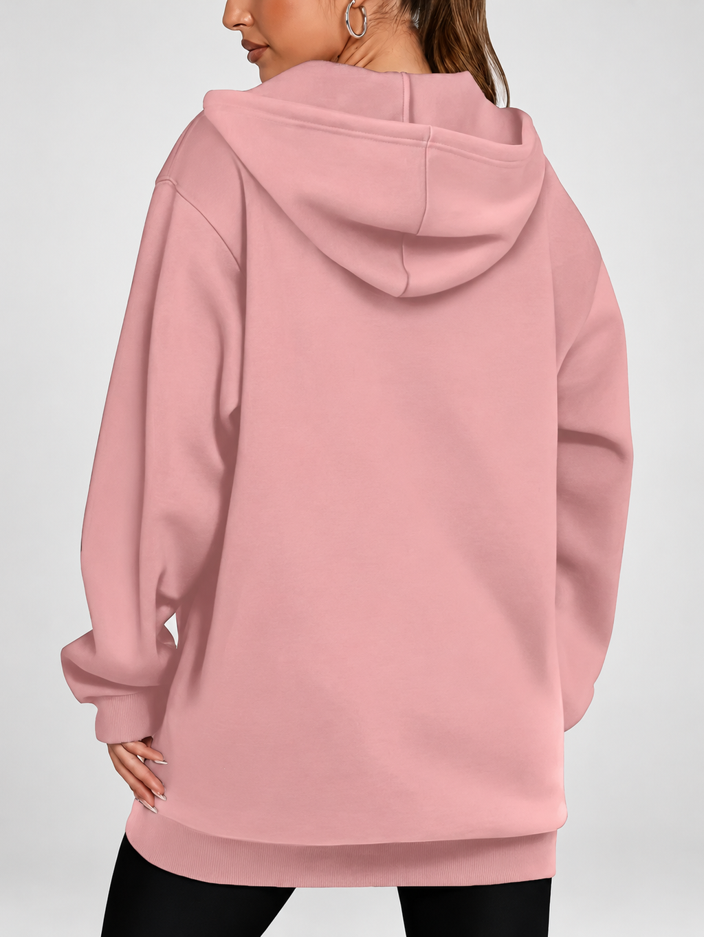 Women's Longline Zip Up Hoodie in Pink – Studio Photo 2