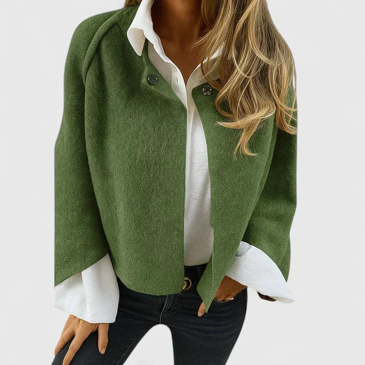 Women's Cropped Cardigan with Button Front and Loose Fit