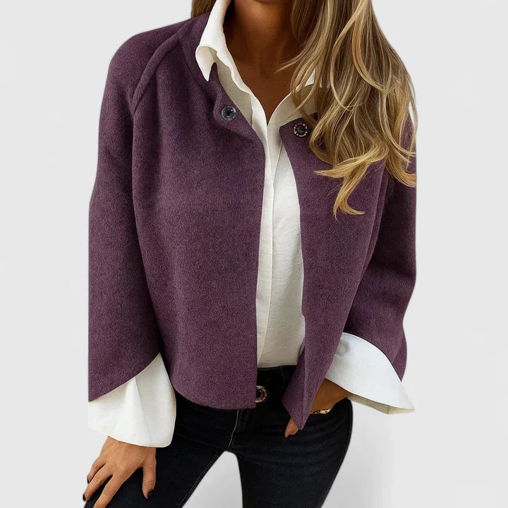 Women's Cropped Cardigan with Button Front and Loose Fit