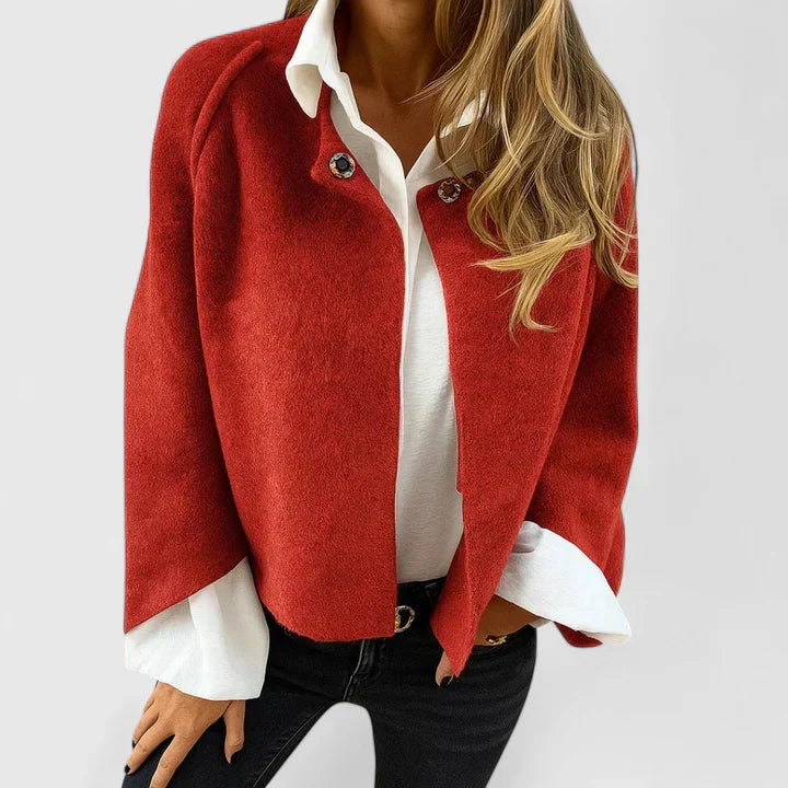 Women's Cropped Cardigan with Button Front and Loose Fit