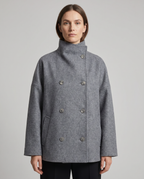 Women's Loose Fit Stand Collar Single Breasted Wool Look Short Coat 3