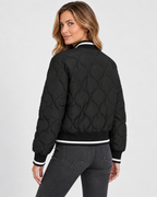 Women's Onion Quilted Bomber Jacket with Zip Front and Ribbed Trims