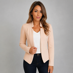 Women's Open Front Blazer Jacket with Notch Neckline