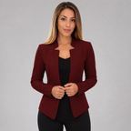 Women's Open Front Blazer Jacket with Notch Neckline