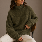 Women's Oversized Chunky Knit Jumper with Turtleneck