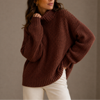Women's Oversized Chunky Knit Jumper with Turtleneck