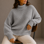 Women's Oversized Chunky Knit Jumper with Turtleneck