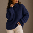 Women's Oversized Chunky Knit Jumper with Turtleneck