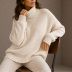 Women's Oversized Chunky Knit Jumper with Turtleneck
