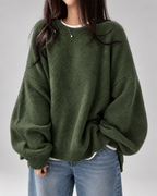 Women's Crew Neck Oversized Jumper with Soft Knit