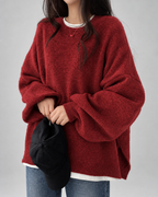Women's Crew Neck Oversized Jumper with Soft Knit