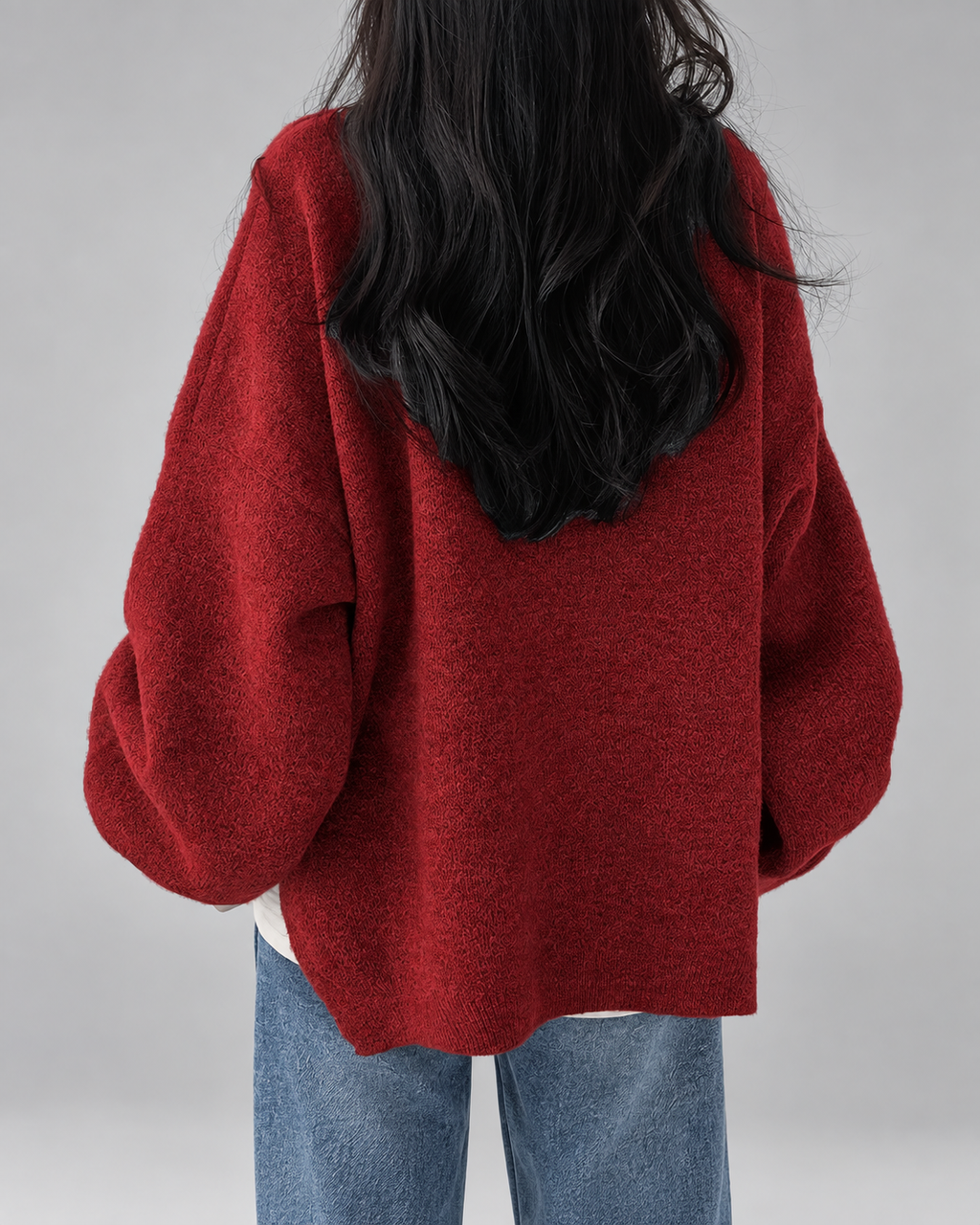 Women's Crew Neck Oversized Jumper with Soft Knit