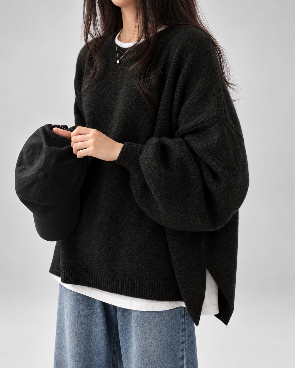 Women's Crew Neck Oversized Jumper with Soft Knit