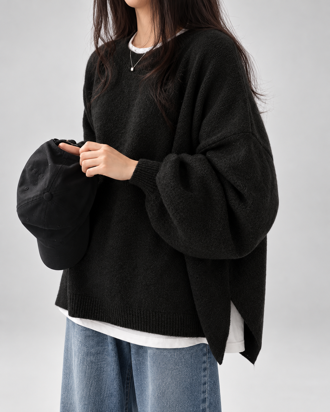 Women's Crew Neck Oversized Jumper with Soft Knit