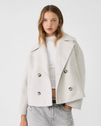 Women's Oversized Double Breasted Jacket with Lapel Collar