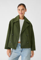 Women's Oversized Double Breasted Jacket with Lapel Collar