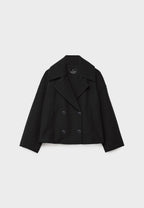 Women's Oversized Double Breasted Jacket with Lapel Collar