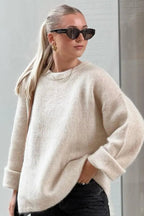 Women's Oversized Fluffy Wool Look Knit Crewneck Jumper 3