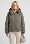 Women's Oversized Hooded Jacket with Zip Front and Drawstring Hem