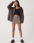 Women's Oversized Faux Leather Bomber Jacket with Zip Front