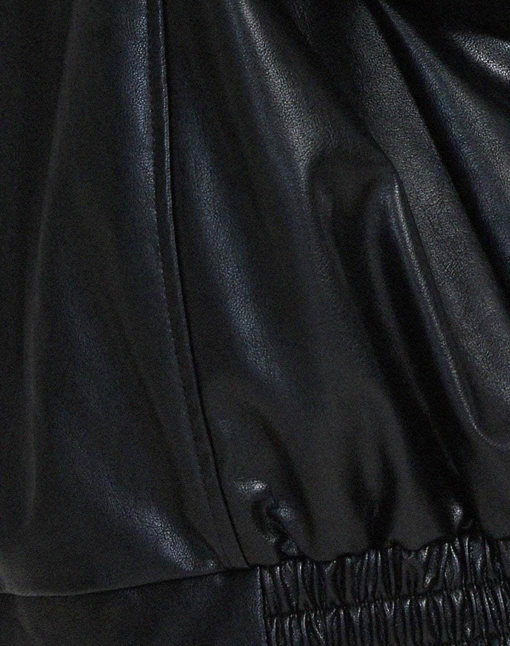 Women's Oversized Faux Leather Bomber Jacket with Zip Front
