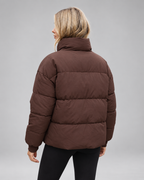 Women's Oversized Padded Puffer Jacket with High Funnel Neck and Drawcord Hem