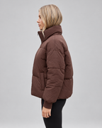 Women's Oversized Padded Puffer Jacket with High Funnel Neck and Drawcord Hem