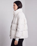 Women's Oversized Puffer Jacket with Stand Collar and Zip Front