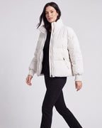 Women's Oversized Puffer Jacket with Stand Collar and Zip Front