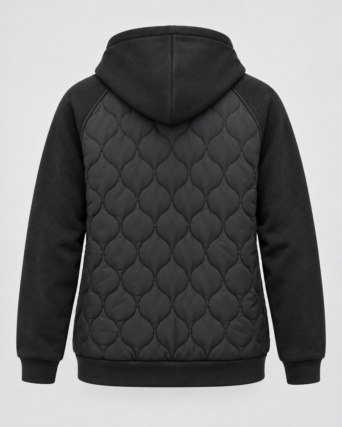 Women's oversized quilted jacket with fleece hood and zip front