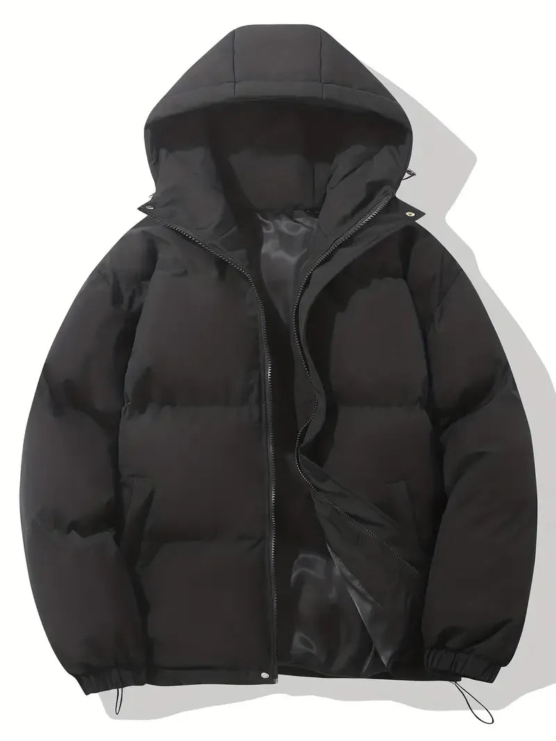 Women's Oversized Quilted Puffer Jacket with Hood and Zip Front