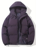 Women's Oversized Quilted Puffer Jacket with Hood and Zip Front