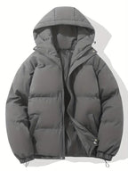 Women's Oversized Quilted Puffer Jacket with Hood and Zip Front