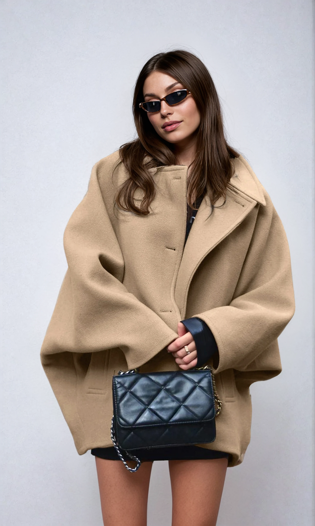 Women's Oversized Single Breasted Button Up Longline Winter Coat 2